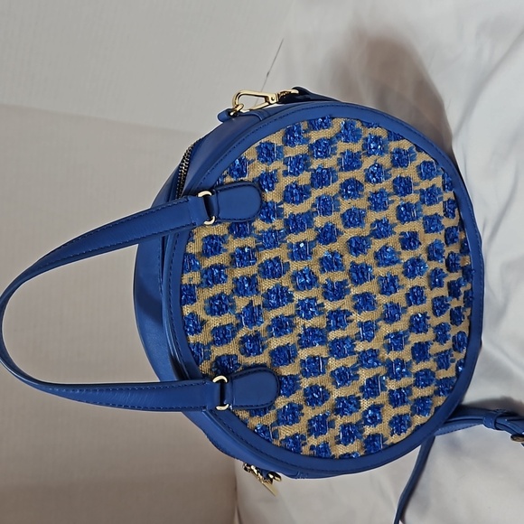 TALBOTS RAFFIA HANDBAG IN BLUE - Picture 5 of 8